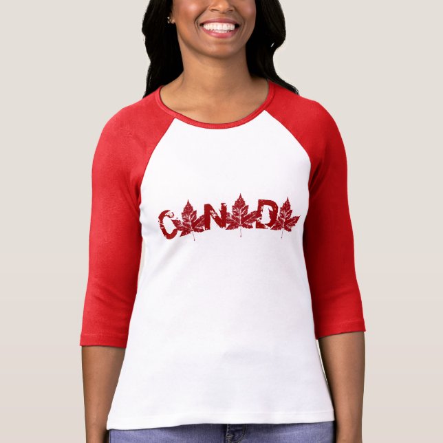 Camiseta Jérsei de basebol do Canadá das mulheres mais a (Frente)
