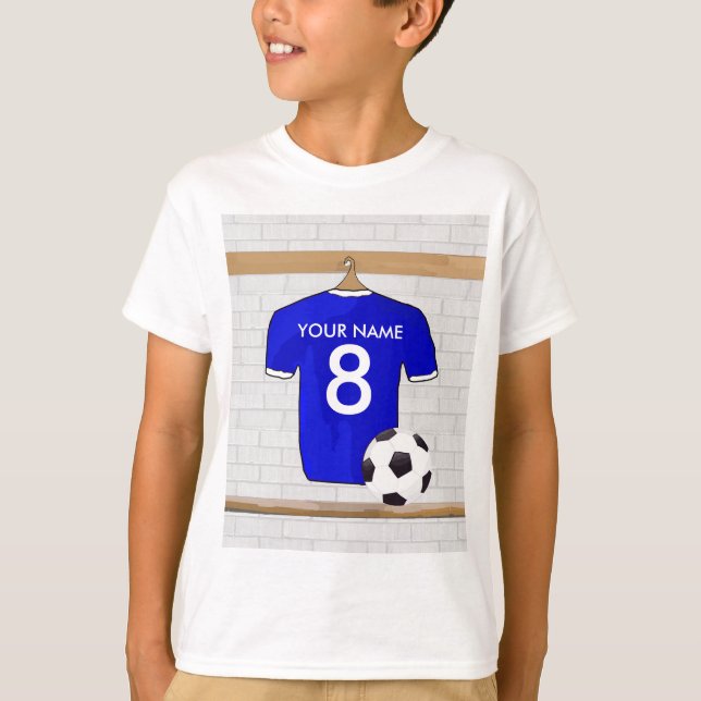 Camiseta Jérsei de futebol branco azul personalizado do (Frente)