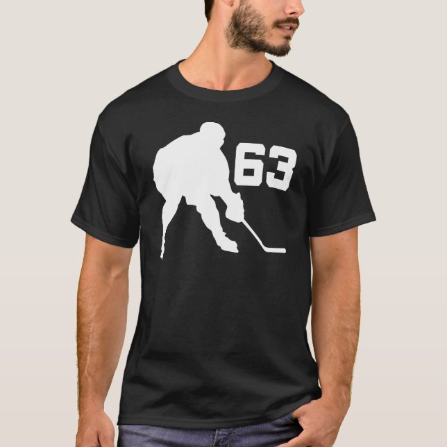 Camiseta Jérsei número 63 do jogador de hóquei em gelo (Frente)