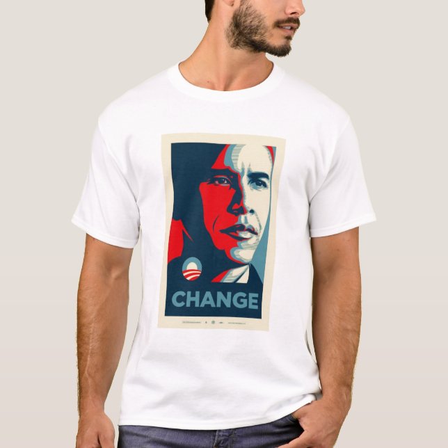 Camiseta jérsei preto e vermelho de obama (Frente)