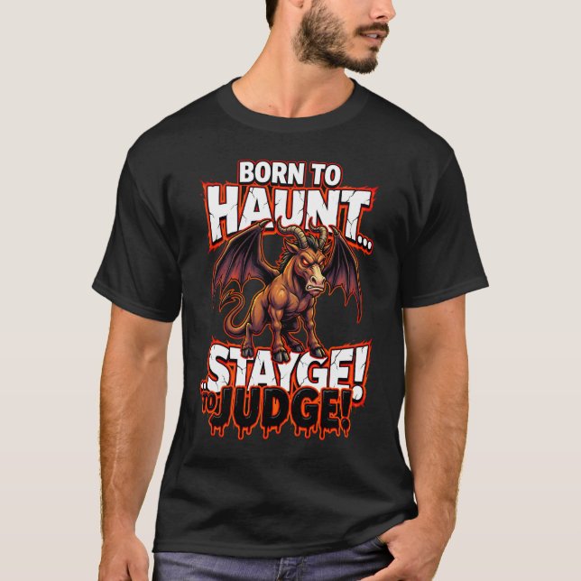 Camiseta Jersey Devil Born To Haunt Funny Cryptid Humor (Frente)