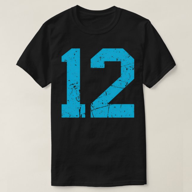 Camiseta Jersey Lucky Number 12 Sports Uniform Sky Blue Vi (Frente do Design)