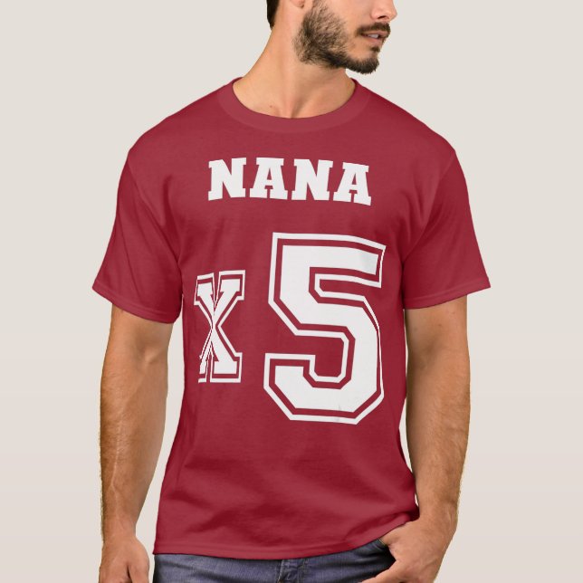 Camiseta Jersey Style Nana x5 x 5 netos orgulhosos Mãe (Frente)