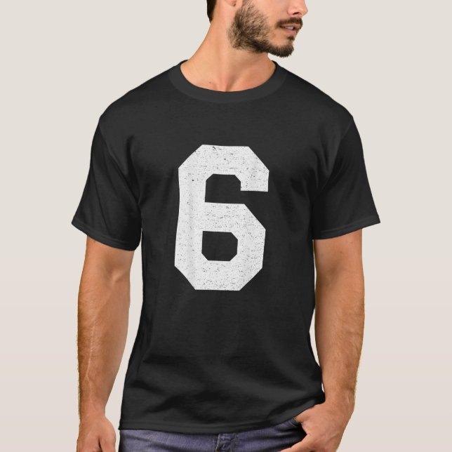 Camiseta Jersey Uniform Number 6 Block Letting T Shirt (Frente)