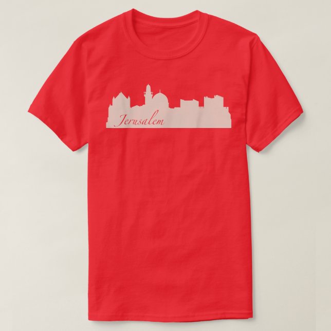 Camiseta Jerusalém, Estilo de Souvenir na Linha Skyline da  (Frente do Design)