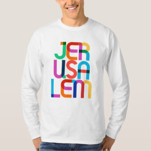 Camiseta Jerusalém Palestina Israel Letras Arte Pop