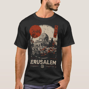 Camiseta Jerusalém Sagrada Dome Vintage Arte da Cidade Anti