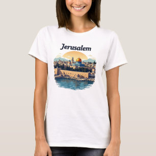 Camiseta Jerusalém Skyline Santa Cidade Gráfica T-Shirt