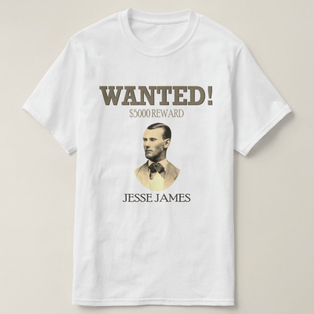 Camiseta Jesse James quis fora da lei 🚨 Wild West EUA (Frente do Design)