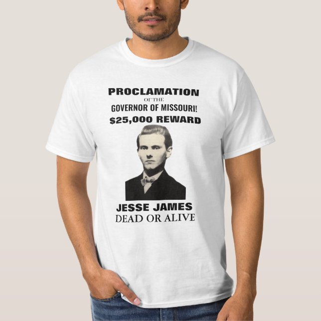 Camiseta Jesse James US$ 25.000 T-shirt de Poster masculino (Frente)