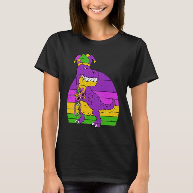 Camiseta Jester Dinosaur Masquerade Mask Sleeping Mardi Gra (Frente)