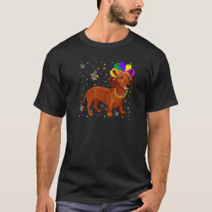 Camiseta Jester Miçanga Mask Dachshund Dog Proprietário Mar