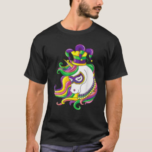 Camiseta Jester Rainbow Unicorn . Design Mardi Gras Mask Co