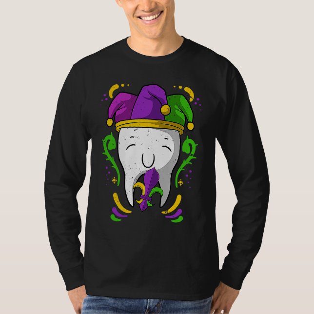 Camiseta Jester Tooth Mardi Gras Dentist Dental Hygienist A (Frente)