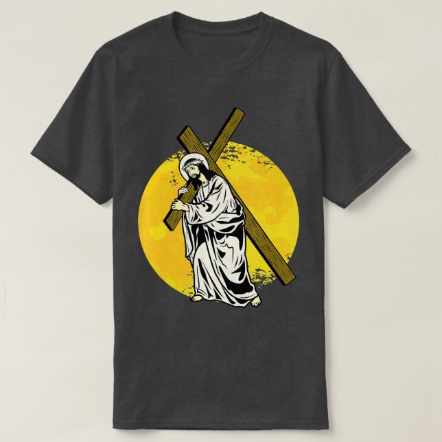 Camiseta Jesus A Cruz Religião Santa Sexta-Feira Bíblia Cri (Frente do Design)