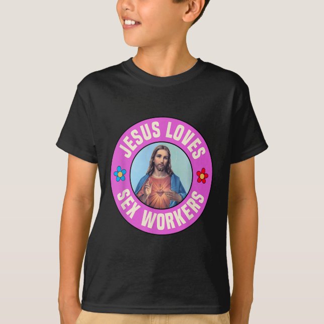 Camiseta Jesus Adora Trabalhadores Flores Cristãs De Fé (Frente)