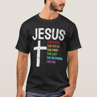 Camiseta Jesus Alpha Omega Primeiro Início Final Christi
