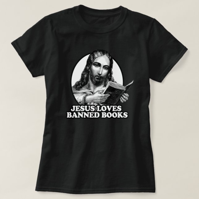 Camiseta Jesus ama livros proibidos (Frente do Design)