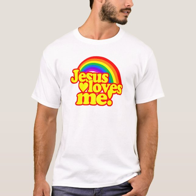 Camiseta Jesus ama-me (com arco-íris) (Frente)