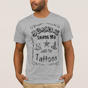 Camiseta Jesus ama me e meus tatuagens