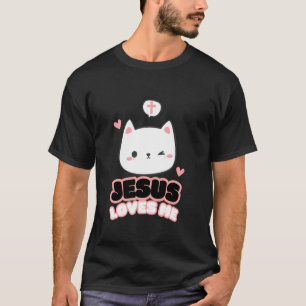 Camiseta Jesus Ama Meninas Gatinho Fofo Gato Corações