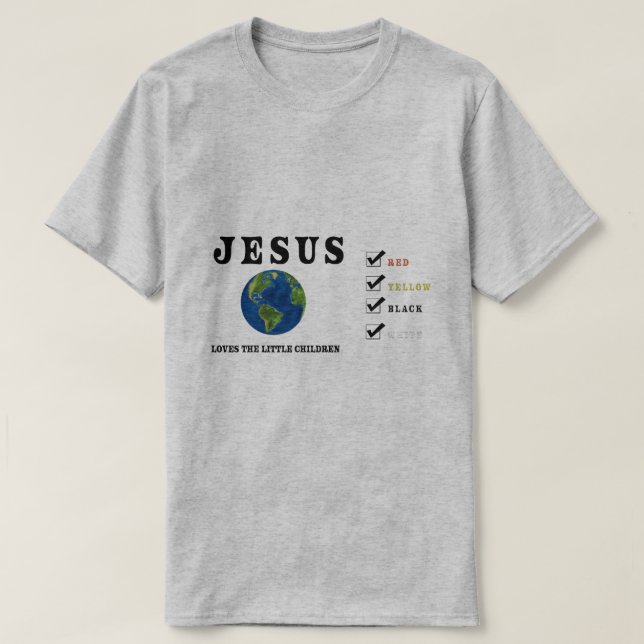 Camiseta Jesus ama o mundo das crianças (Frente do Design)