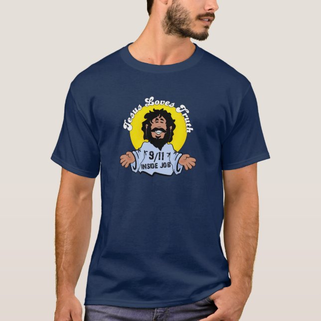 Camiseta Jesus ama o trabalho interno da verdade 9-11 (Frente)