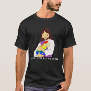 Camiseta Jesus Ama Toda Sua Orgulho gay de Ovelha Cristã