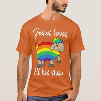Camiseta Jesus Ama Toda Sua Ovelha LGBTQ Flag Sheep