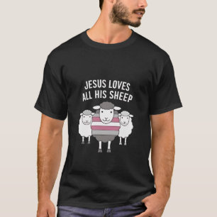 Camiseta Jesus Ama Todo O Seu Orgulho LGBT De Ovelha Mês