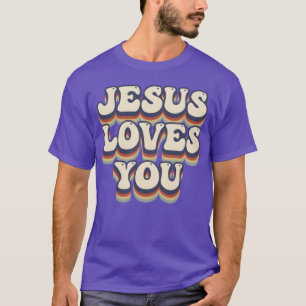 Camiseta Jesus Ama Você Hippy 70s retrô