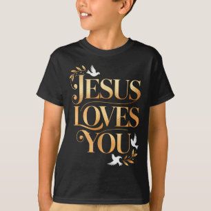 Camiseta Jesus Ama Você Pombo E Ramo De Oliveira Elegante C