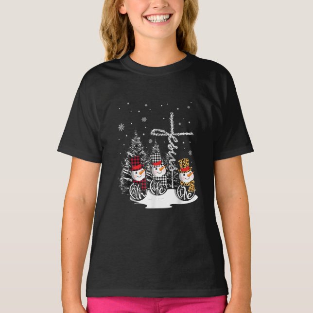 Camiseta Jesus Amor | Jesus Faith Hope Love Snowman (Frente)