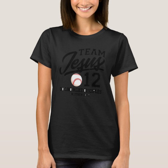 Camiseta Jesus and Baseball Team Jesus Christian Matthew 28 (Frente)