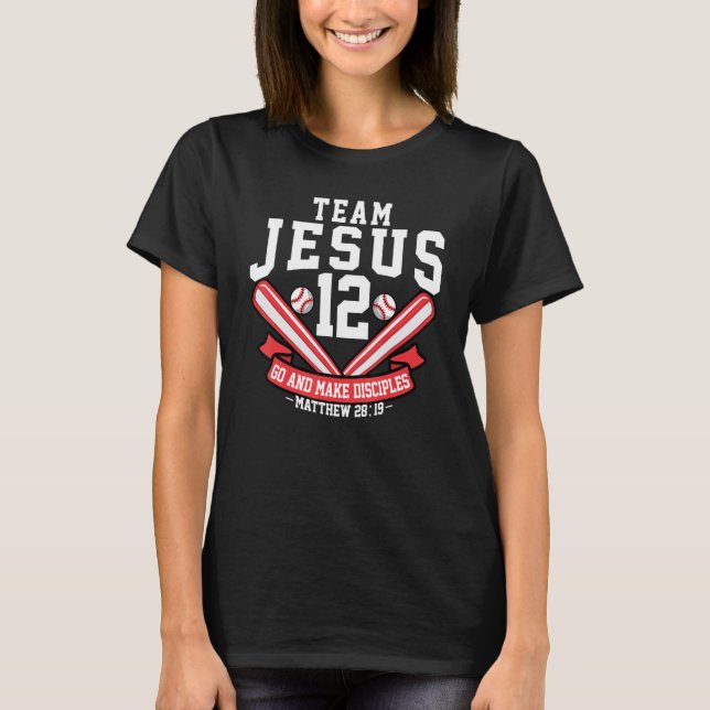 Camiseta Jesus and Baseball Team Jesus Christian Matthew 28 (Frente)