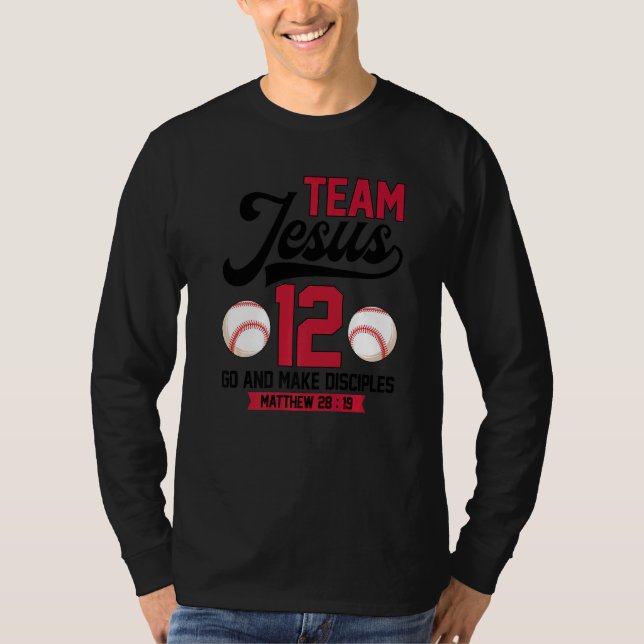 Camiseta Jesus and Baseball Team Jesus Christian Matthew 28 (Frente)