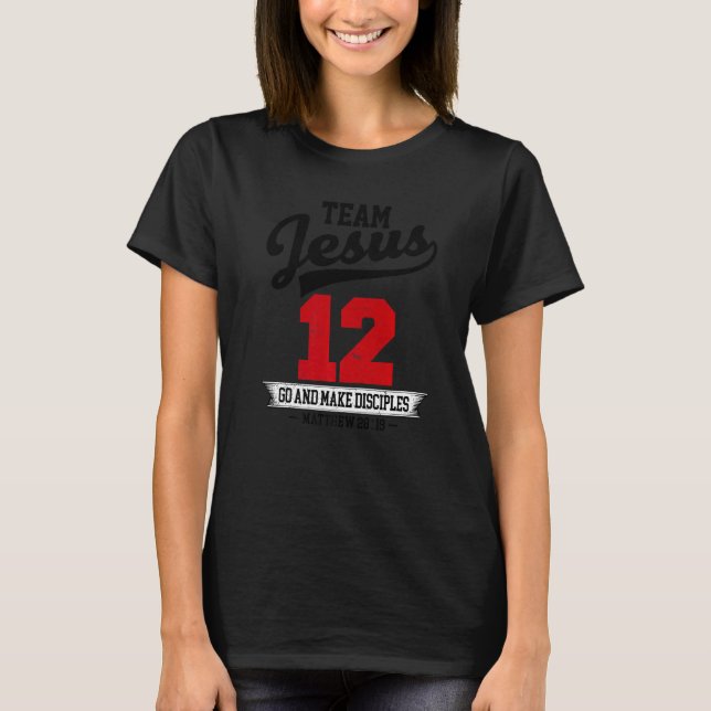 Camiseta Jesus and Baseball Team Jesus Christian Matthew 28 (Frente)