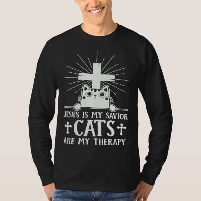 Camiseta Jesus and Cats   Cute Cat Owner Cat  Cat Mom (Frente)