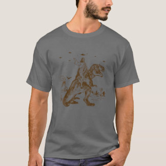 Camiseta Jesus Andando Dinossauro T UFO T Ofensiva Engraçad