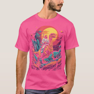 Camiseta Jesus Andando No Espaço T-Rex Dinossauro Meme Sci-
