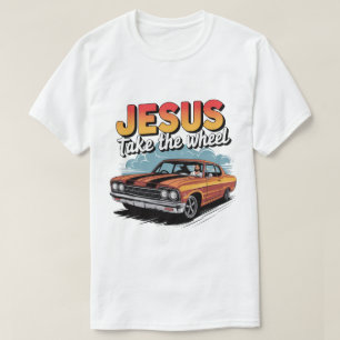 Camiseta Jesus Assume o Volante Carro Musculoso Vintage