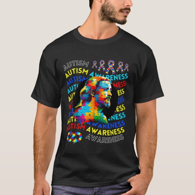 Camiseta Jesus Autism Awareness Navigating Autism Autism Lo (Frente)
