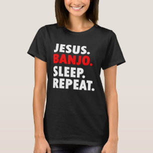Camiseta Jesus Banjo Sleep Repete Música Cristã