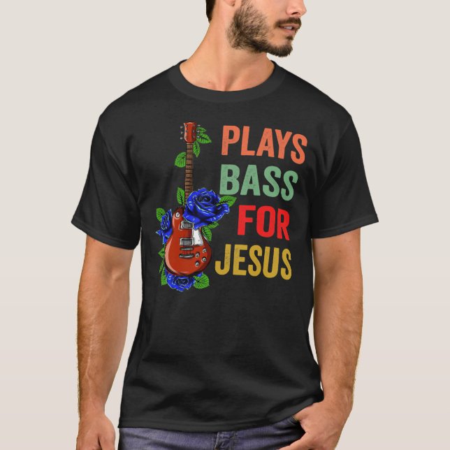 Camiseta Jesus Bassista Christian Bass Player Guitarra  (Frente)