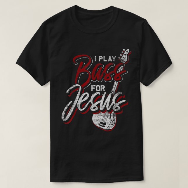 Camiseta Jesus Bassista Christian Bass Player Guitarra (Frente do Design)