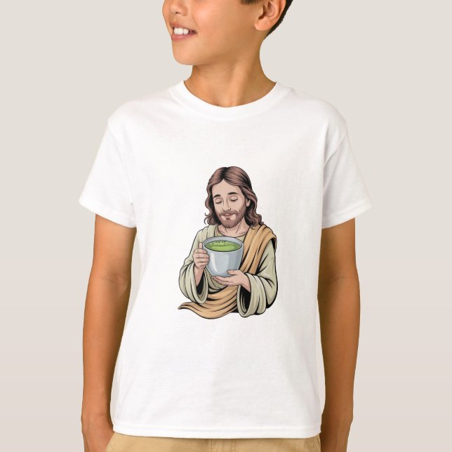 Camiseta Jesus Bebendo Matcha Cristão  (Frente)