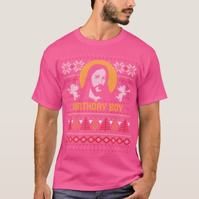 Camiseta Jesus Birthday Boy Ugly Christmas Design (Frente)