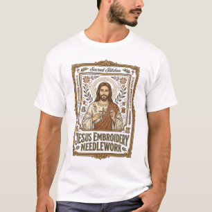 Camiseta Jesus Bordado Trabalhos de Agulha Jesus Bordado Tr