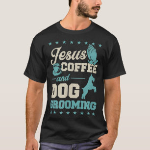 Camiseta Jesus Café E Cachorro Engraçando Cachorro Cristão