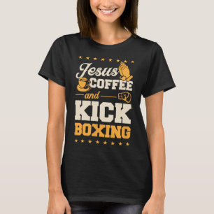Camiseta Jesus Café e Kickboxing Engraçado Fofo Cristão K